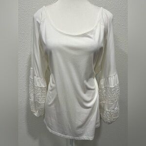 C EST 1946 Crochet Balloon Sleeves Top EUC